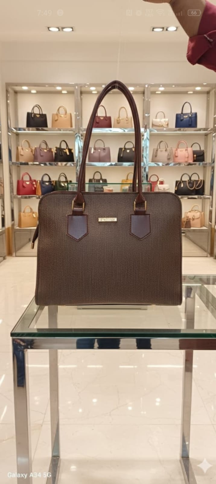 Textured Executive Triple-Compartment Tote Bag —   handbag by HandbagsAvenue